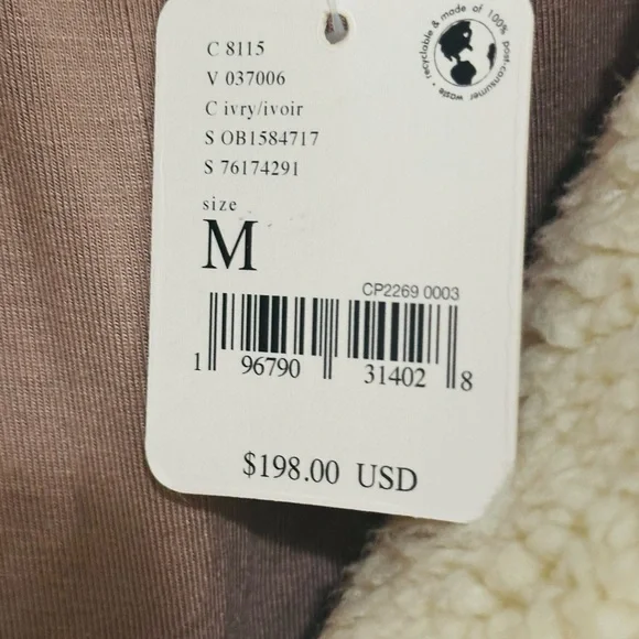 NWT Free People Sherpa Jacket Women’s M Ivory Teddy Coat Oversized & Cozy - Picture 5 of 5